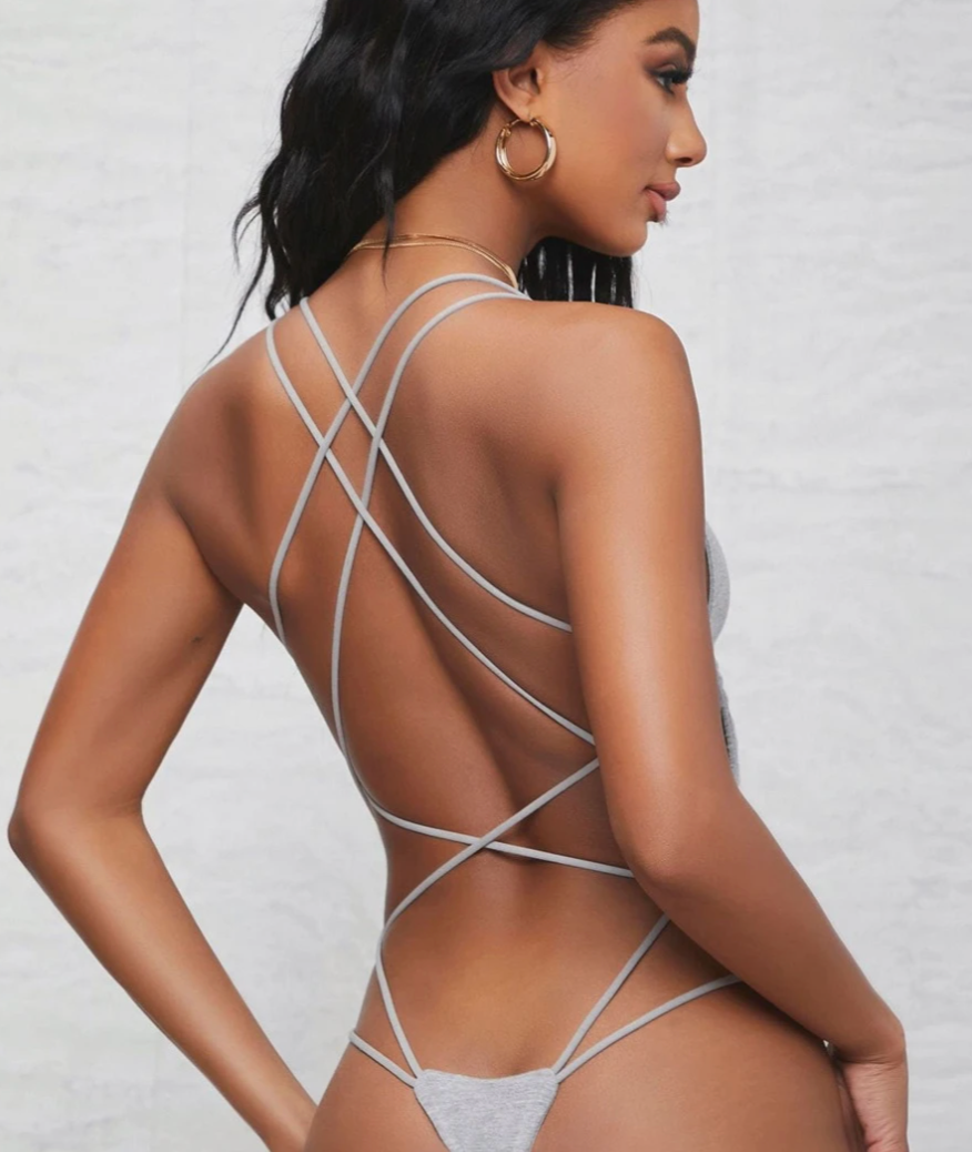 Sexy One Piece Lingerie - Lace Up Bodysuit for Fun